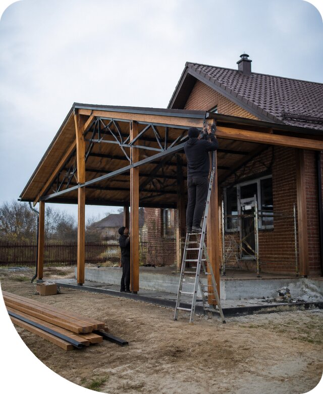 Пристройка навеса к дому и участку в Орле под ключ